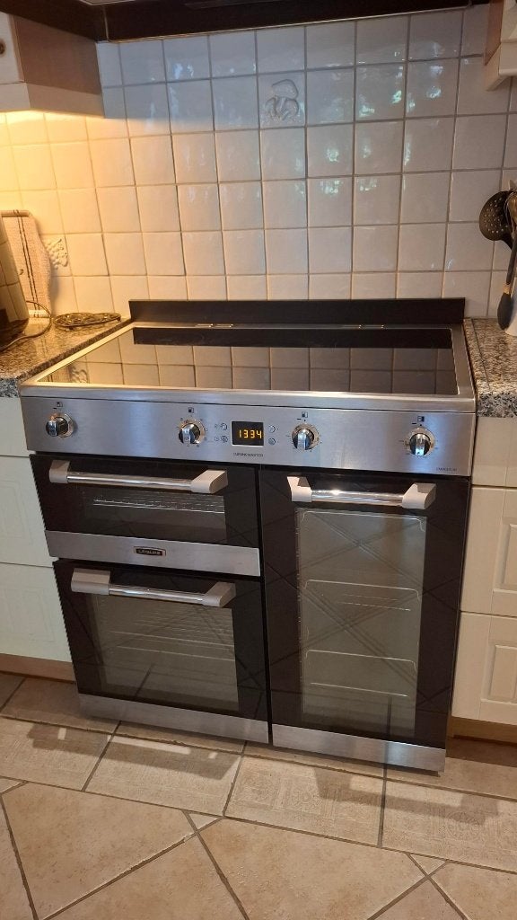 Inductie kookfornuis Leisure CM90D530, Ophalen, Gebruikt, Warmhoudplaat, 60 cm of meer