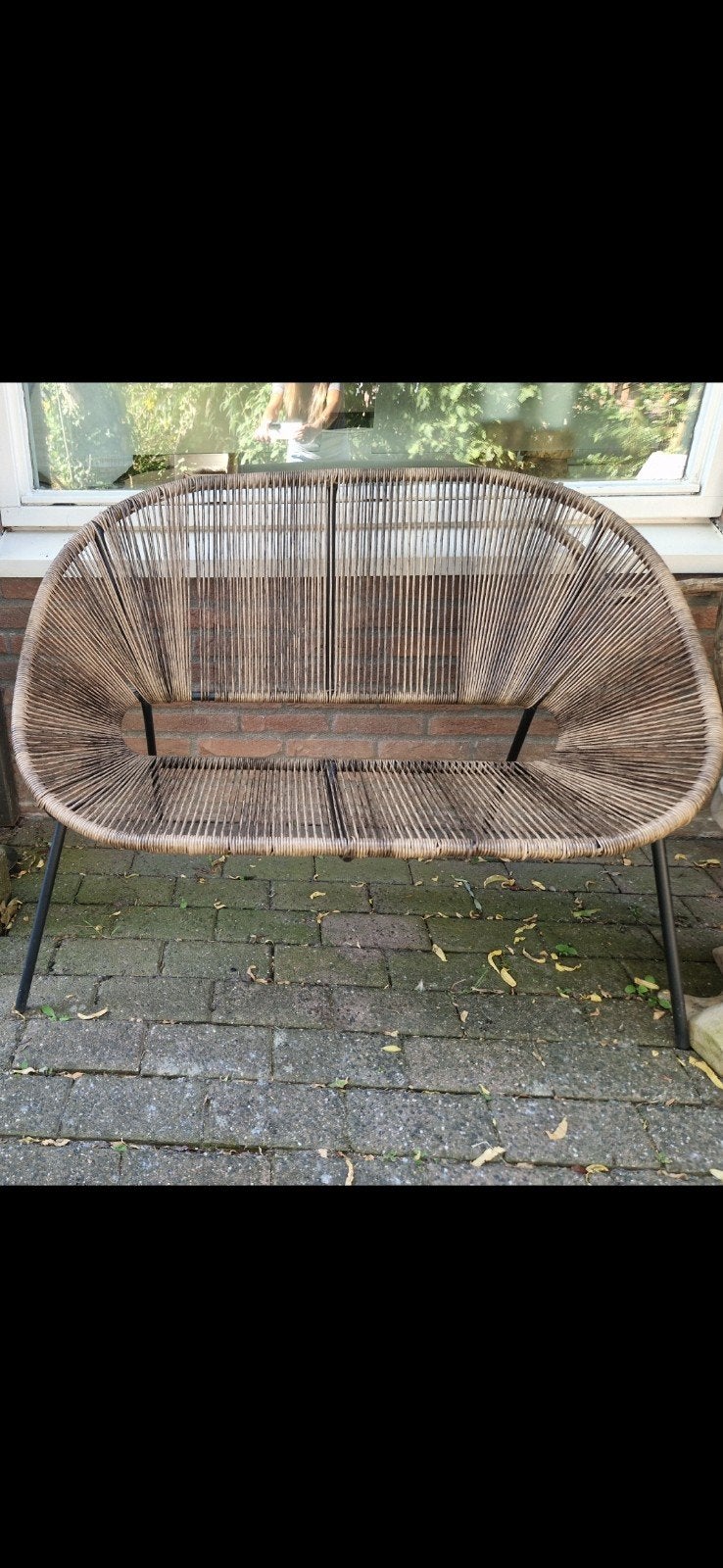 Stijlvolle rotan tuinbank - Zo goed als nieuw, Tuin en Terras, Ophalen, Zo goed als nieuw, Rotan