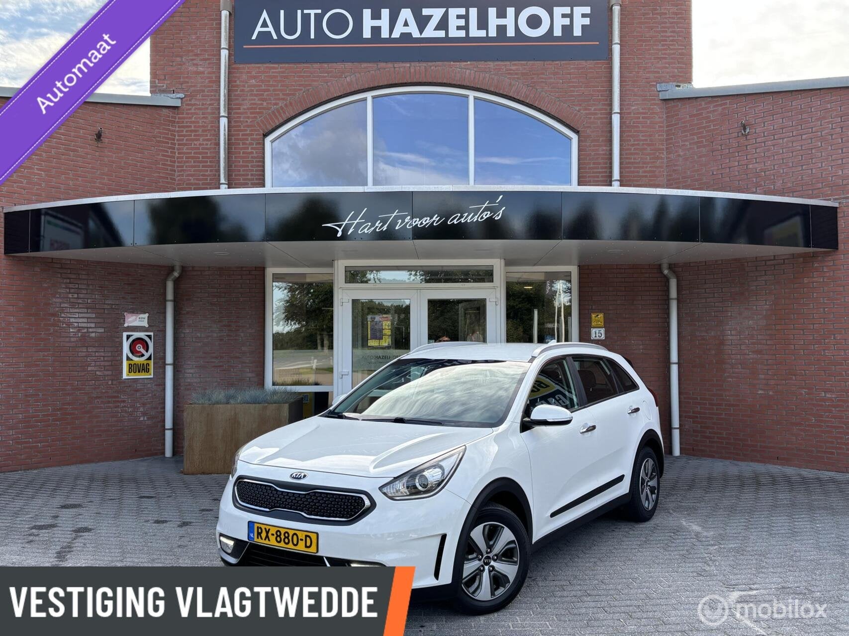 Kia Niro 1.6 GDi Hybrid DynamicLine | Camera | Clima | Apple, Auto's, Gebruikt, Leder en Stof, Wit, 26 km/l