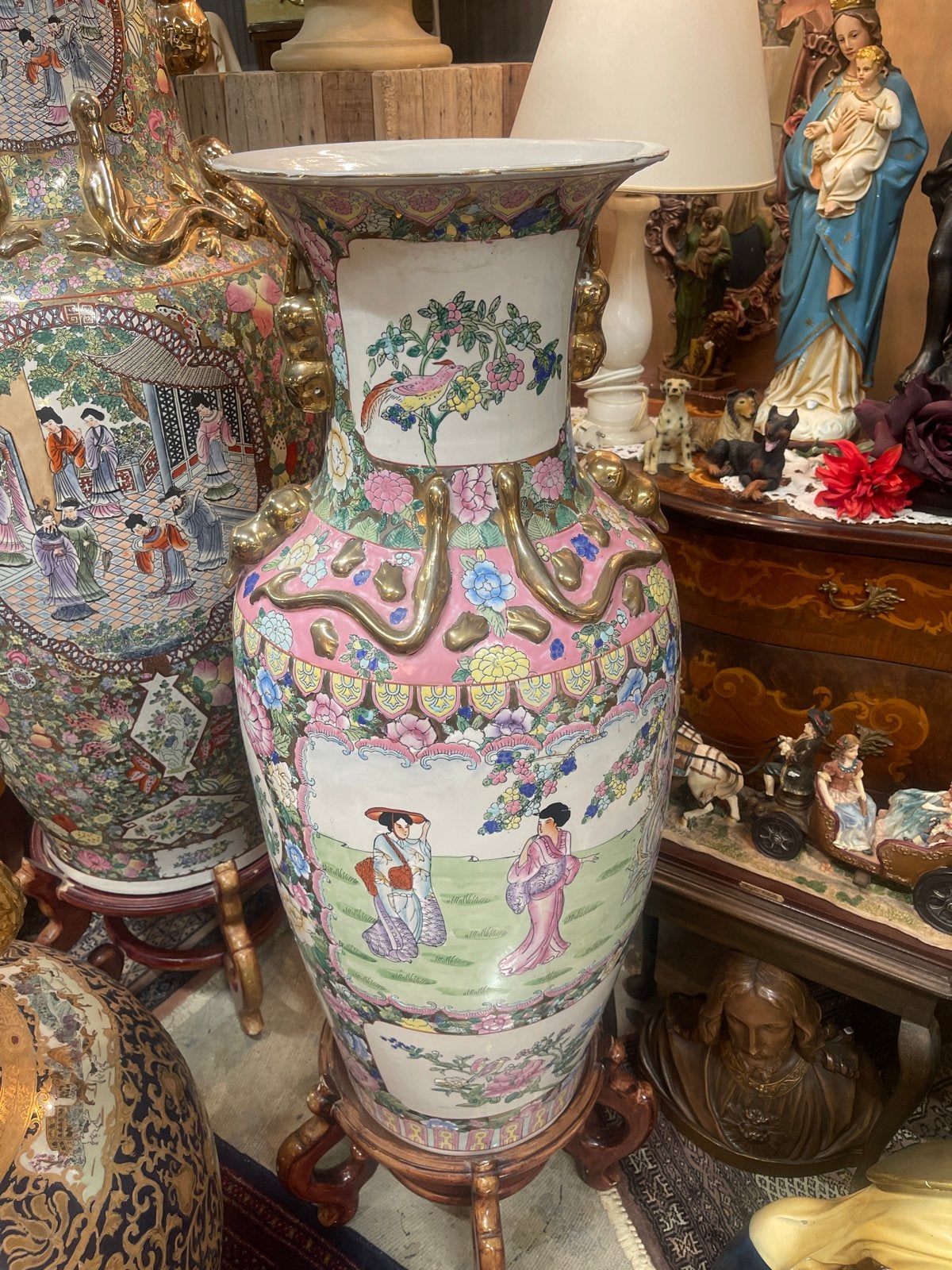 Grote Chinese vaas met handgeschilderde decoraties, Ophalen of Verzenden