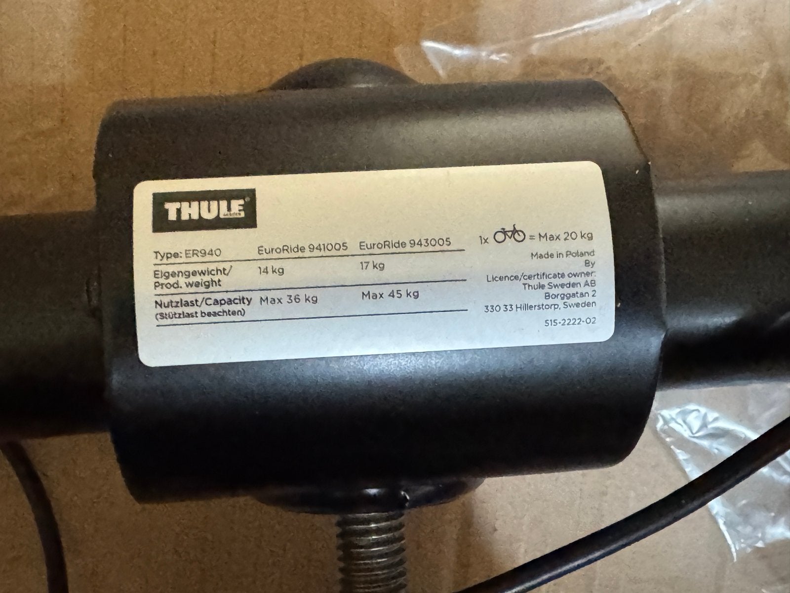 Thule er940 fietsendrager nieuw, Ophalen, 2 fietsen, Nieuw, Trekhaakdrager