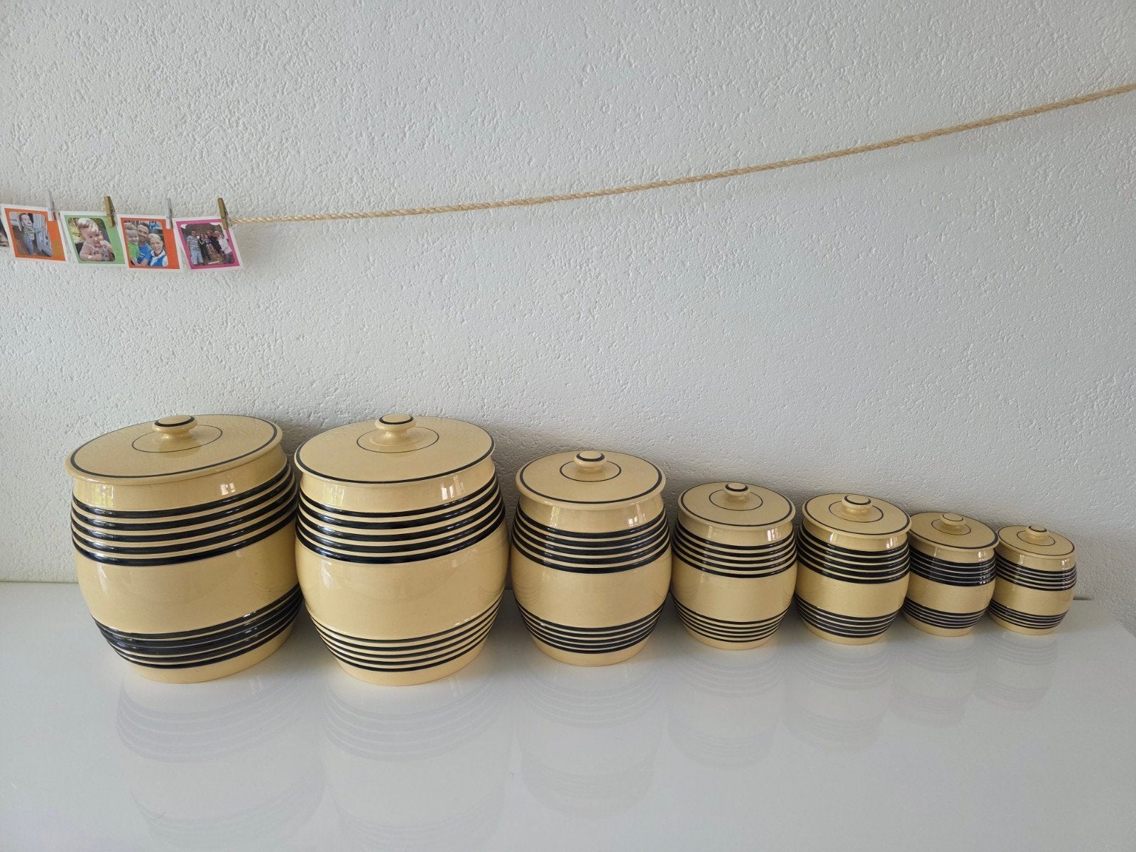 7 Viintage Petrus Regout Maastricht voorraadpotten set, Ophalen