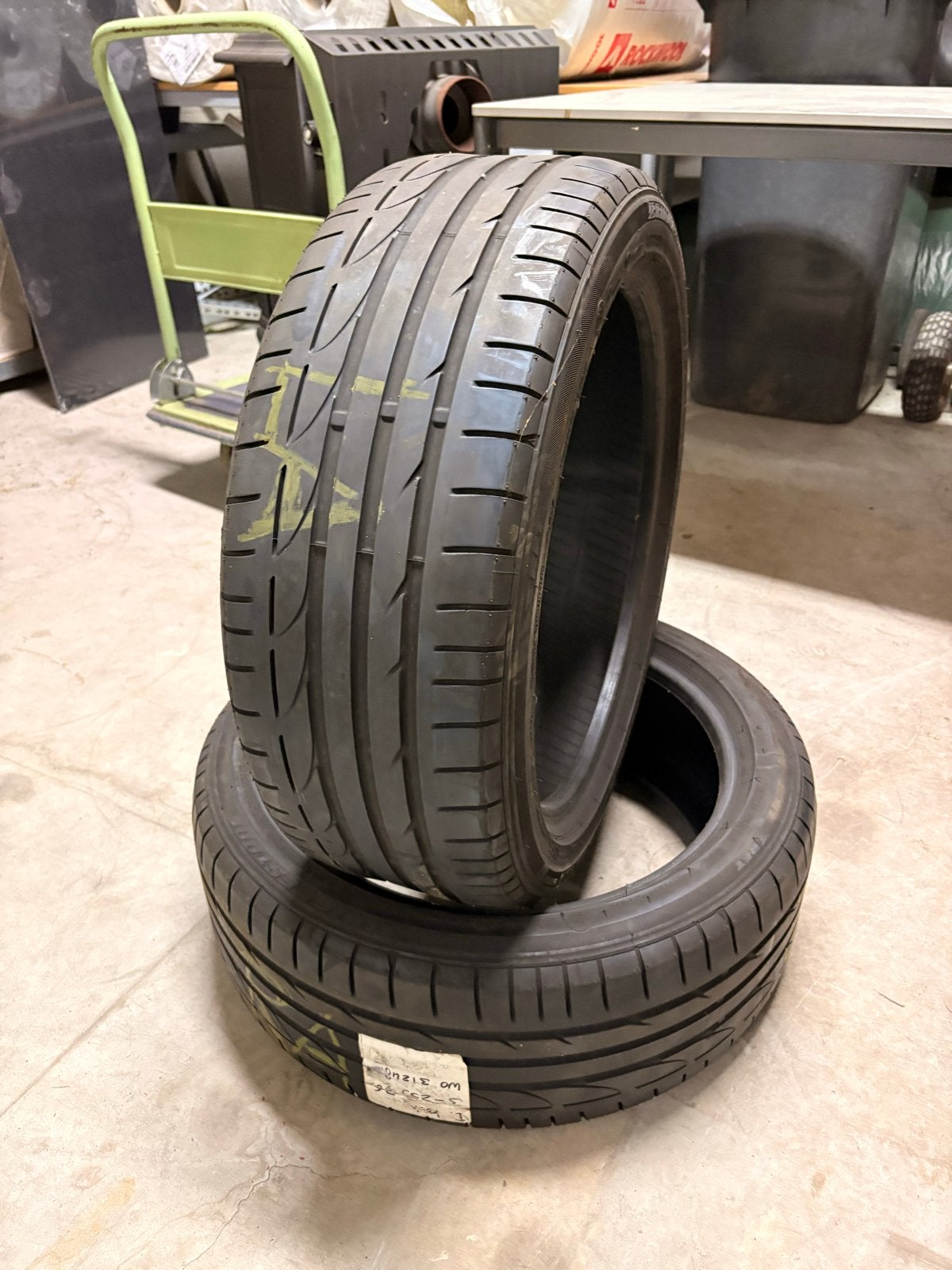 225/45R18 Zomerbanden Bridgestone Potenza 5mm profiel, Ophalen, 18 inch, Gebruikt, Band(en)