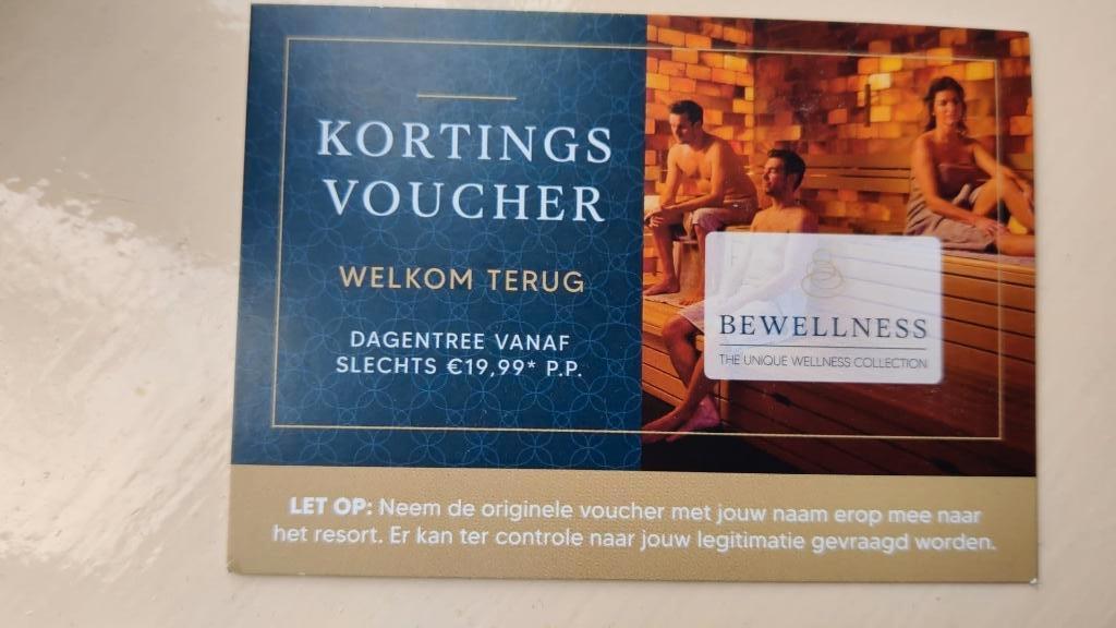 kortingsvoucher Sauna Bewellness 2personen, Tickets en Kaartjes, Twee personen, Kortingsbon, Spa of Sauna