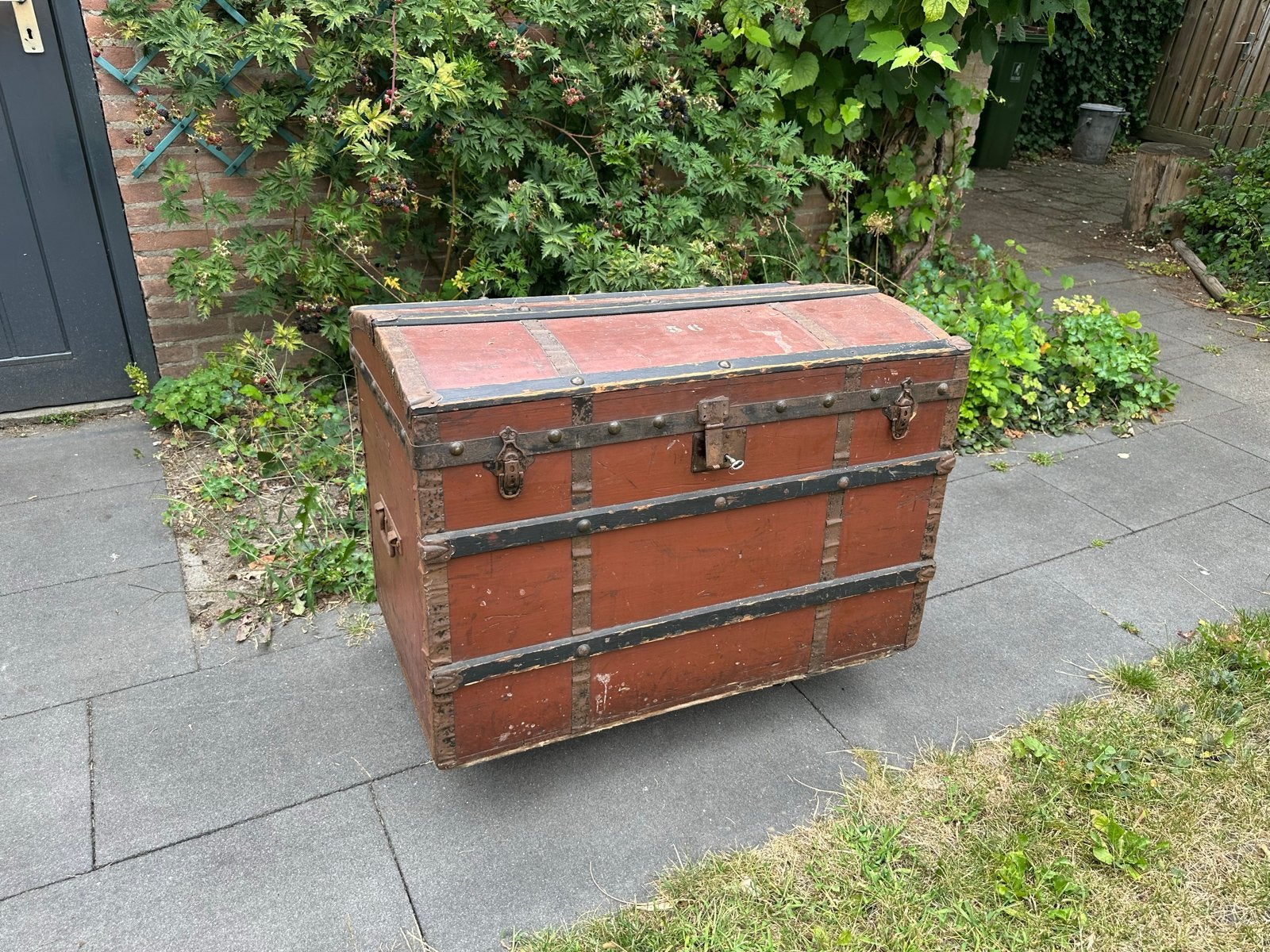 Grote houten reis/dekenkist - Vintage opbergkist, Huis en Inrichting, Ophalen, 50 – 75, Gebruikt, 100 tot 150 cm