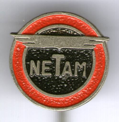 NETAM rood/zwart op zilverkl vrachtaanhanger speldje( A_089), Verzamelen, Ophalen of Verzenden, Nieuw, Transport, Speldje of Pin