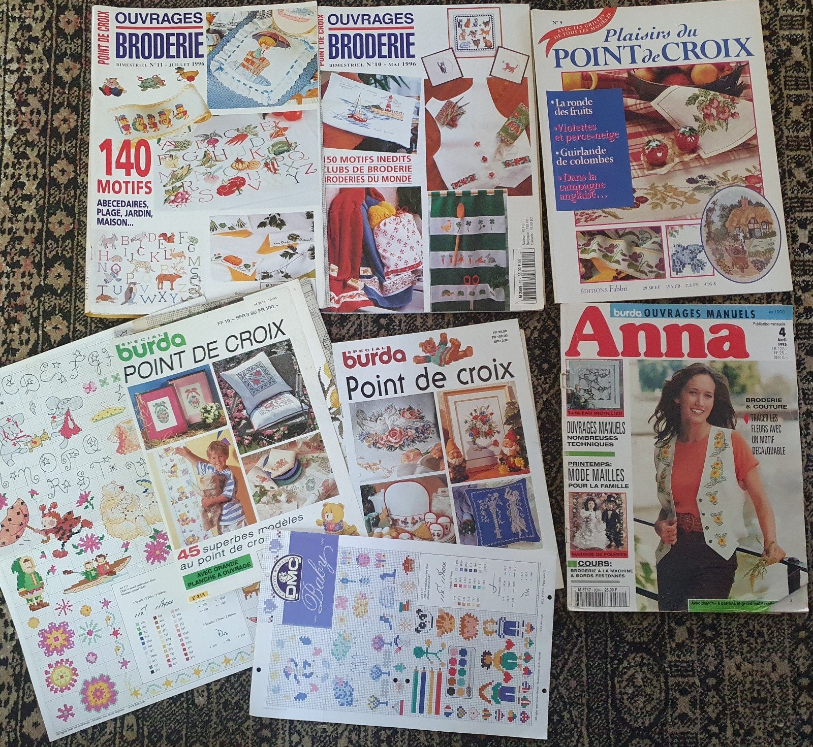vintage franse borduurtijdschriften 1995, Hobby en Vrije tijd, Verzenden, Handborduren, Patroon