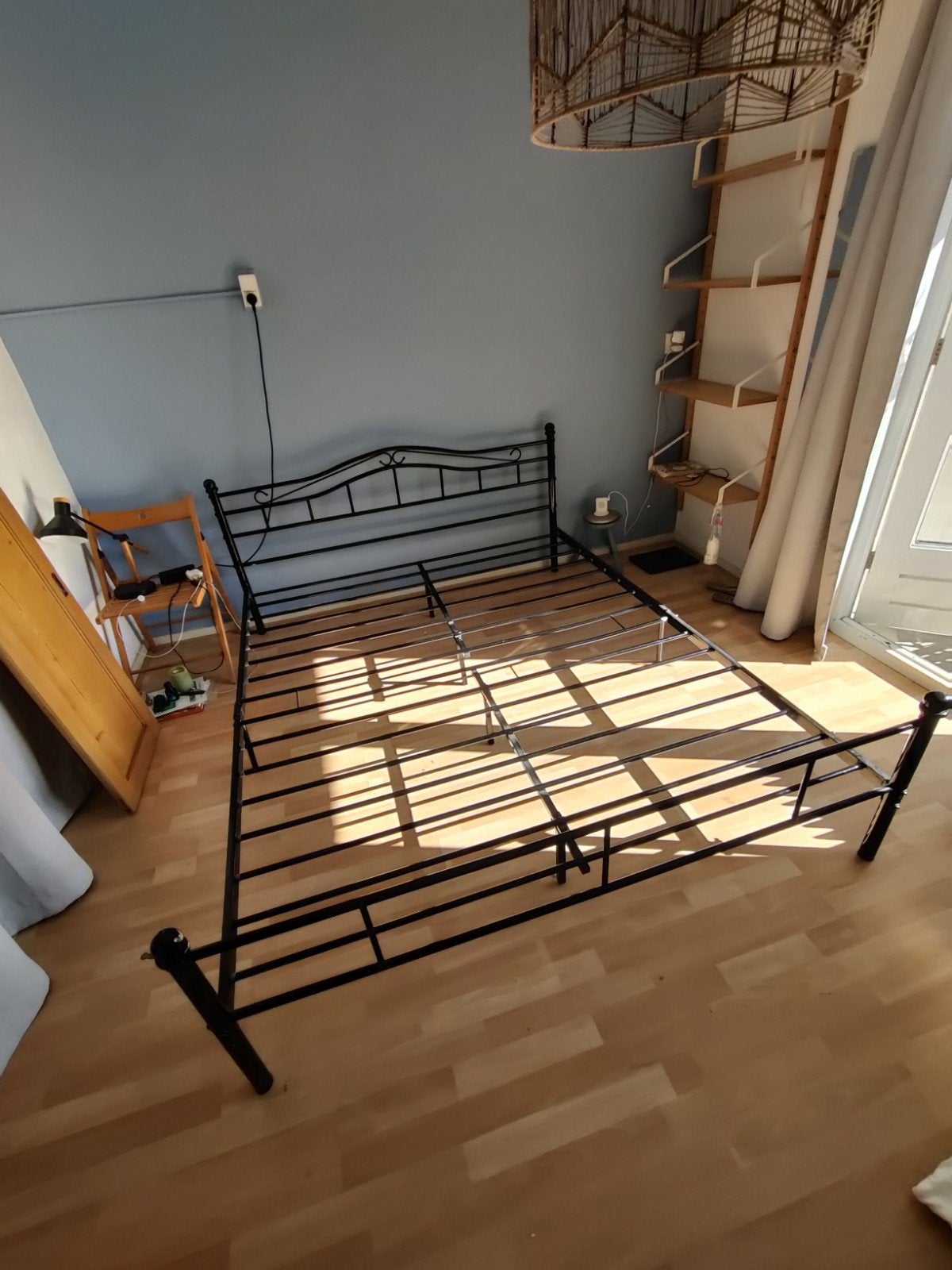 Metalen bedframe 160x200 cm - Compleet, Huis en Inrichting, Slaapkamer | Bedden, Ophalen, Gebruikt, Zwart, Tweepersoons