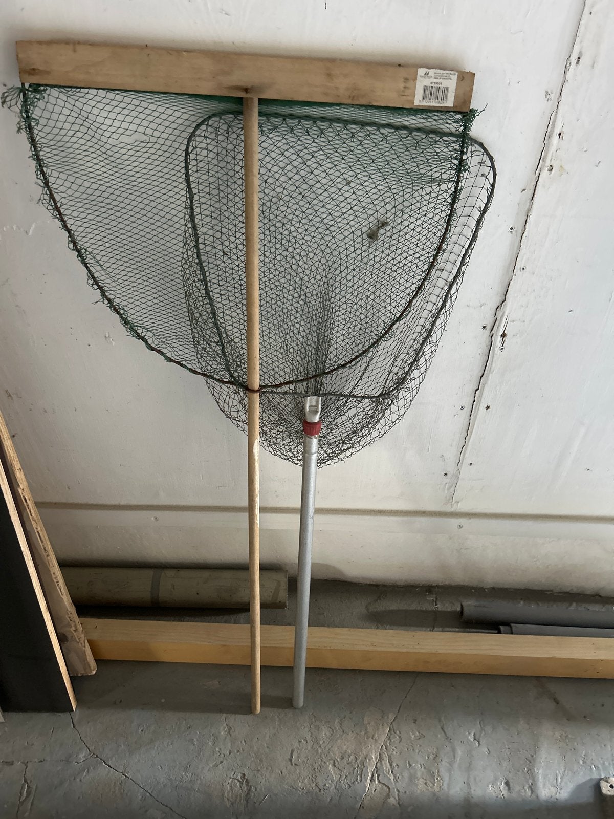 Visnet met houten en metalen steel, Ophalen, Gebruikt