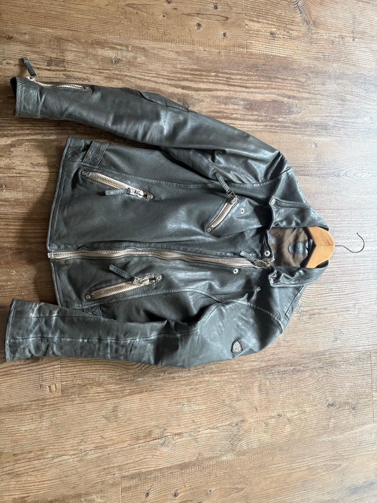 Stijlvol leren jack met ritsen - Maat M, Maat 38/40 (M), Ophalen of Verzenden, Jasje, Gedragen
