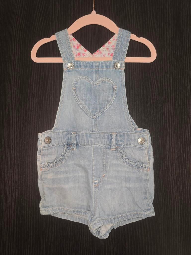 H&M Denim Salopette Kort - Maat 80, Kinderen en Baby's, Babykleding | Maat 80, Gebruikt, Meisje, Pakje, Ophalen of Verzenden