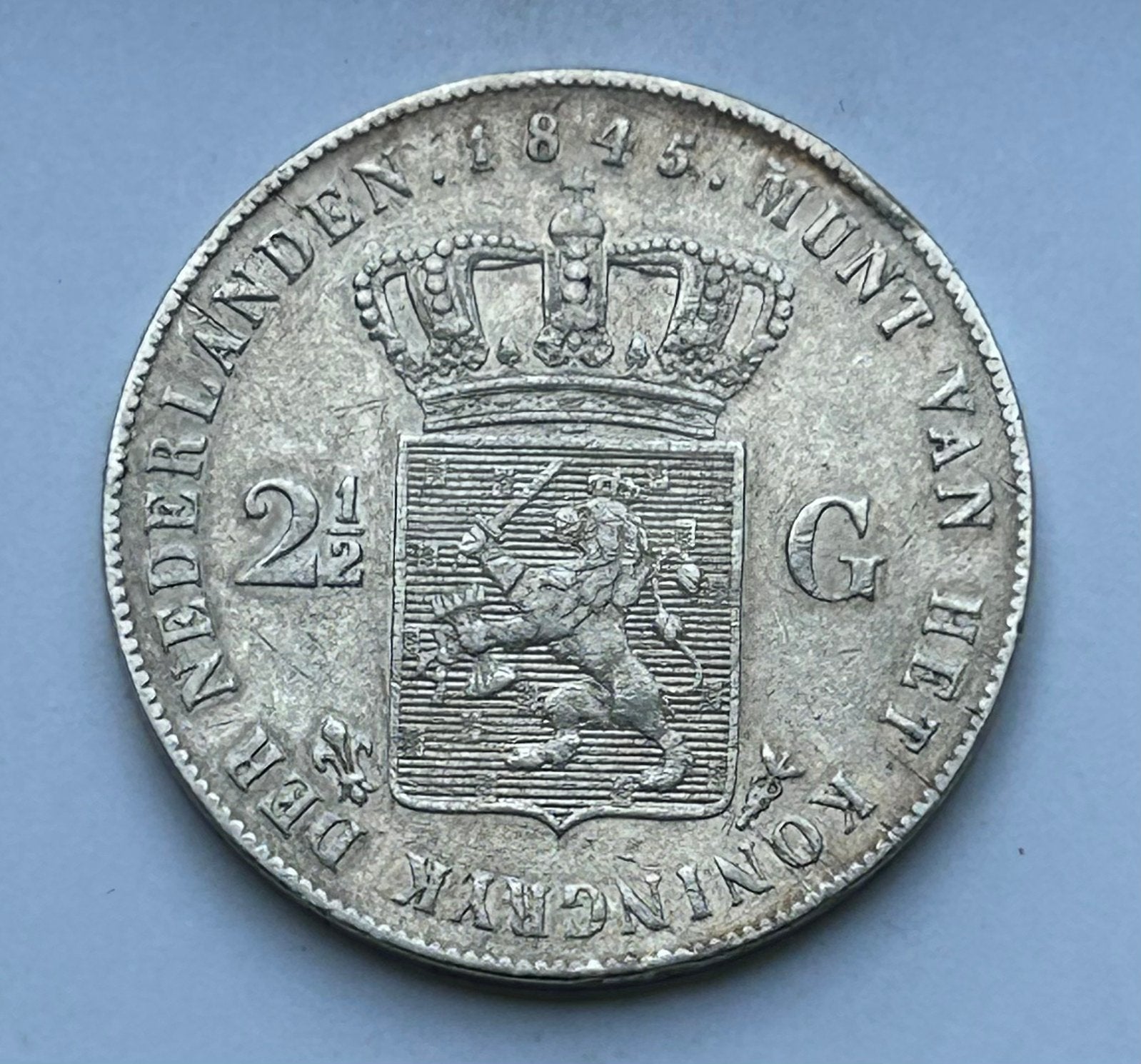 Rijksdaalder 1845 streepje variant, Ophalen of Verzenden, 2½ gulden