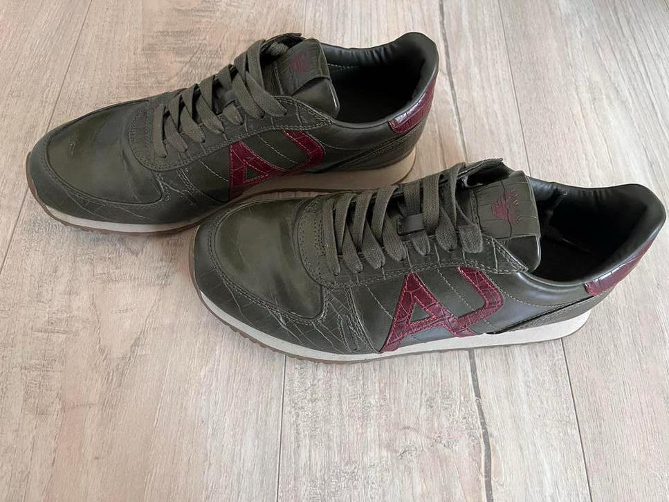 Armani Jeans Sneakers Olijfgroen Bordeaux Maat 42, Ophalen of Verzenden, Gedragen, Overige kleuren, Sneakers of Gympen