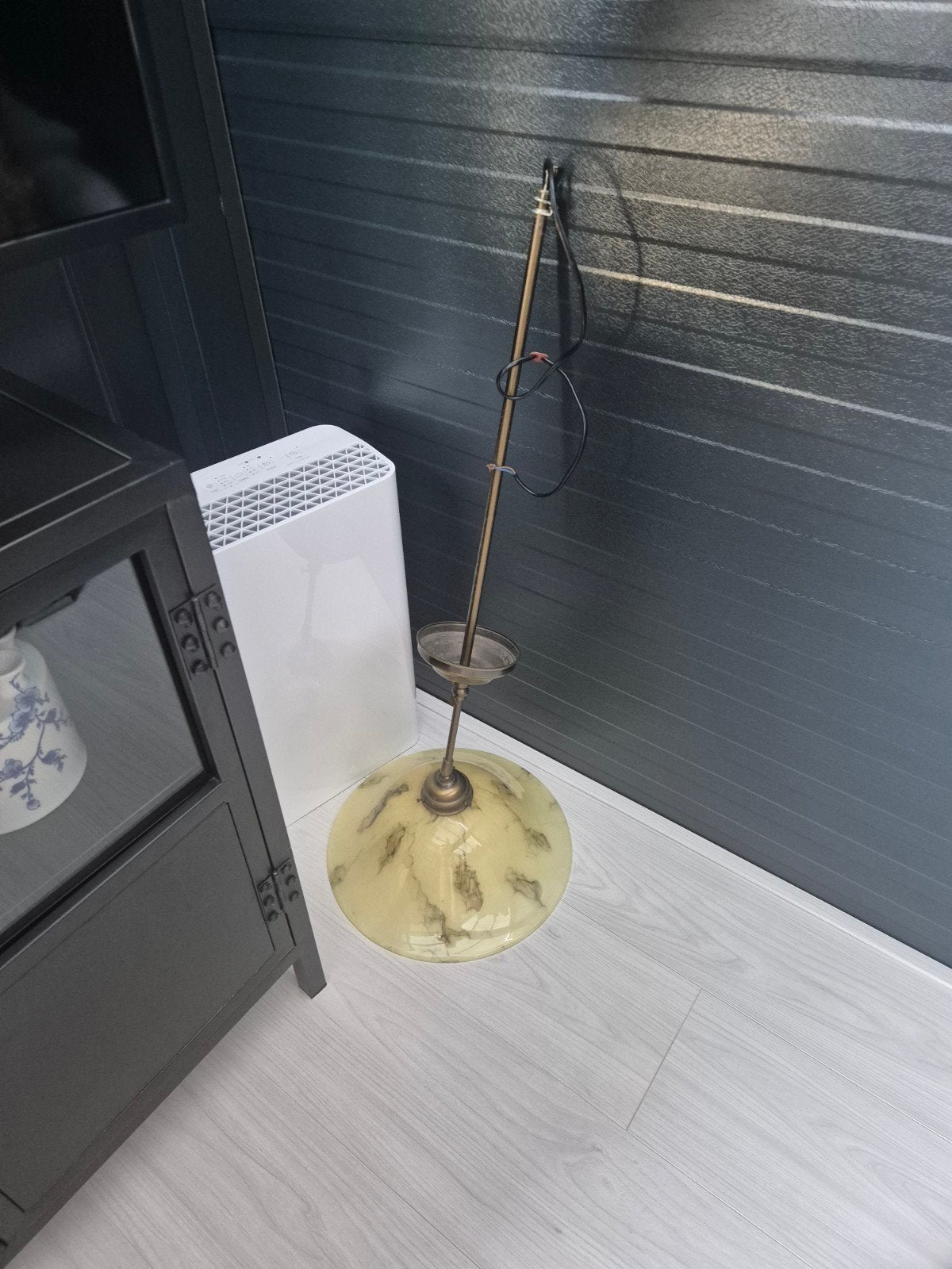 Uranium Marmerglas Art Deco Hanglamp, Ophalen of Verzenden