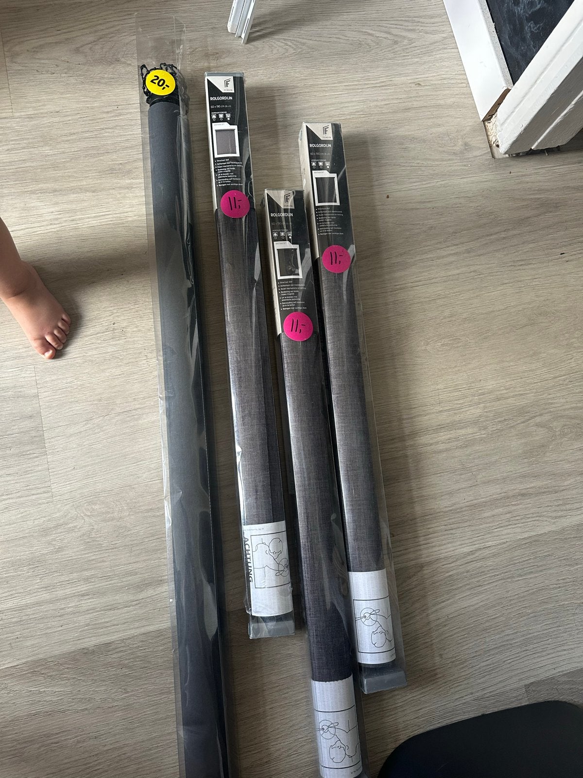 4 Antraciet Rolgordijnen: 3x 60x190cm, 1x 180x190cm, Ophalen, Overige merken, Verduisterend, Nieuw
