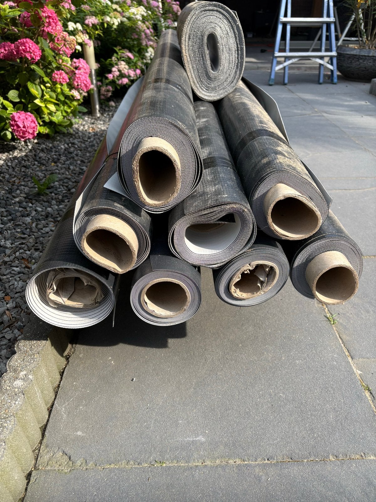 Dakleer rollen voor veranda 6x3 meter, Ophalen, Overige materialen, Gebruikt, Zwart