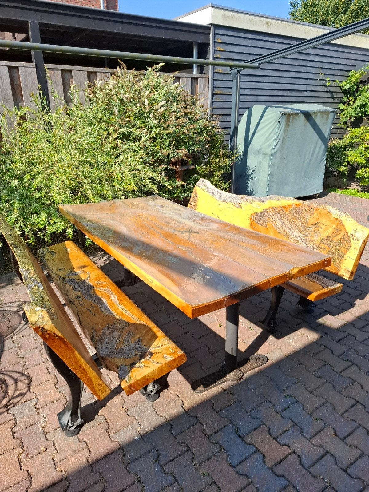 Eiken tuinset, zware kwaliteit, Tuin en Terras, Ophalen, Gebruikt, Hout