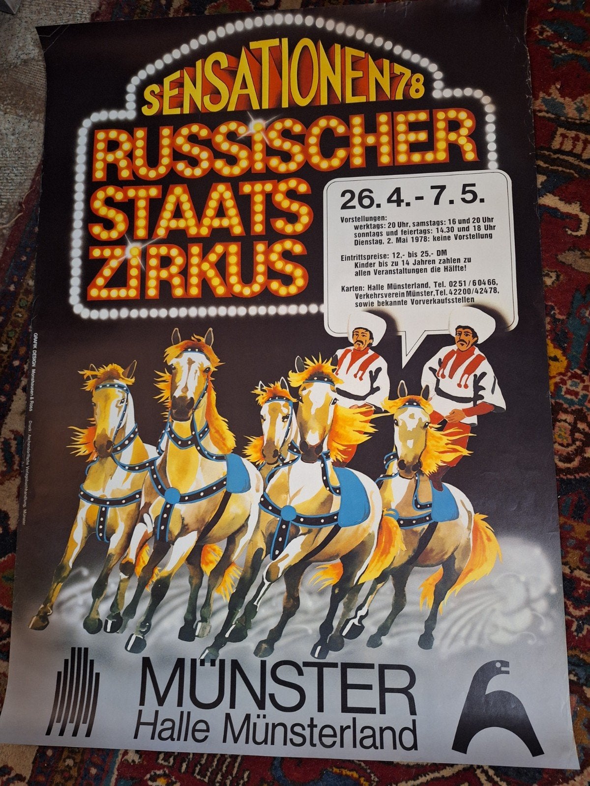 Vintage Circus Poster: Russischer Staats Zirkus 1978, Ophalen of Verzenden, A1 t/m A3, Dier of Natuur, Rechthoekig Staand