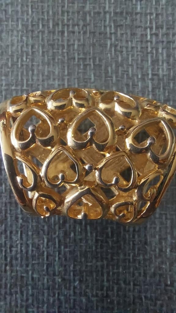 Goudkleurige sjaal speld met hartjes motief, 4 tot 7 cm, Ophalen of Verzenden, Zo goed als nieuw, Goud