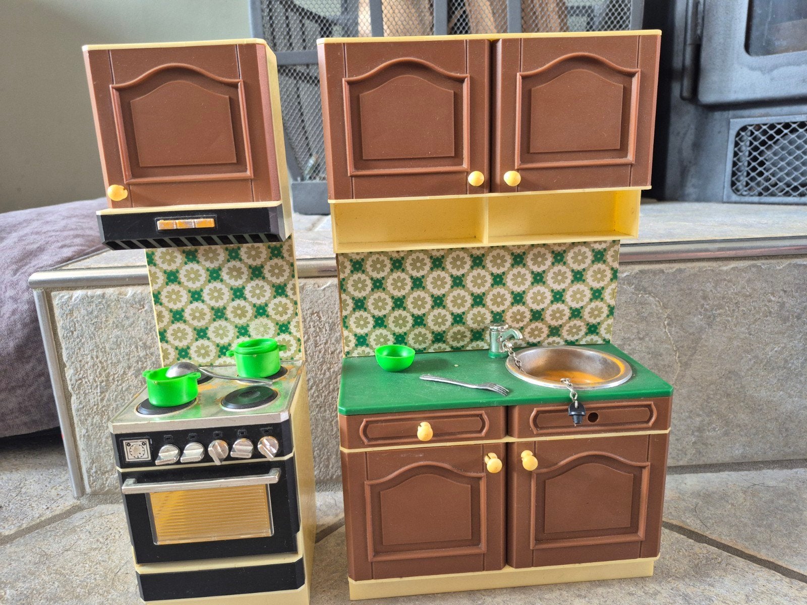 Vintage Poppenhuis Keuken Set - Fornuis & Spoelbak, Ophalen of Verzenden