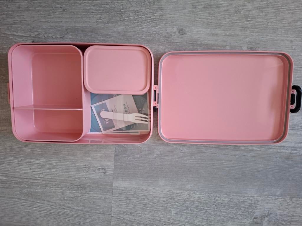 Mepal lunchbox Campus roze met bento bakjes en vorkje, Kunststof, Ophalen of Verzenden, Zo goed als nieuw, Roze