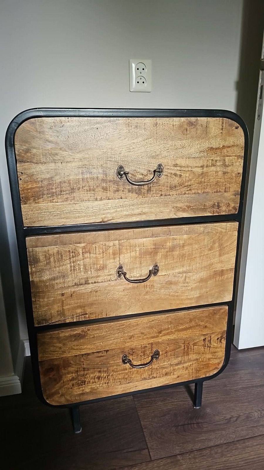 Industriële ladekast met 3 laden - Hout en Metaal, Huis en Inrichting, Kasten | Ladekasten, 50 tot 100 cm, Zo goed als nieuw, 3 of 4 laden