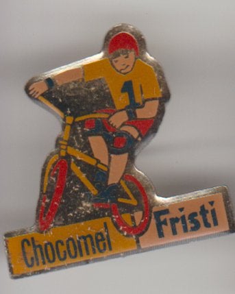 Bmx Choco-Fristi vintage pin, Verzamelen, Verzenden, Zo goed als nieuw