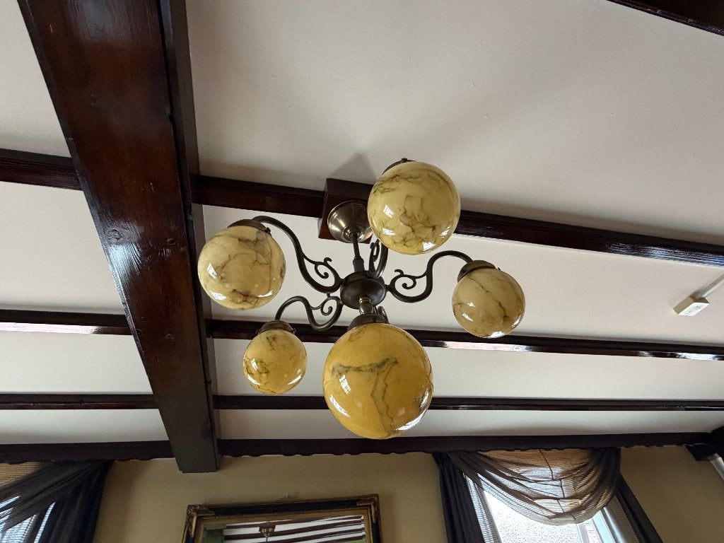 hanglampen te koop, Ophalen, Messing met glas, Minder dan 50 cm, Glas