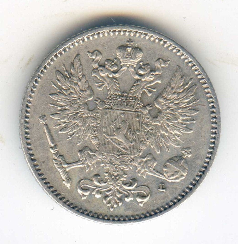 Finland 50 Pennia 1911 Oplage 616.000, Ophalen of Verzenden, Overige landen, Zilver