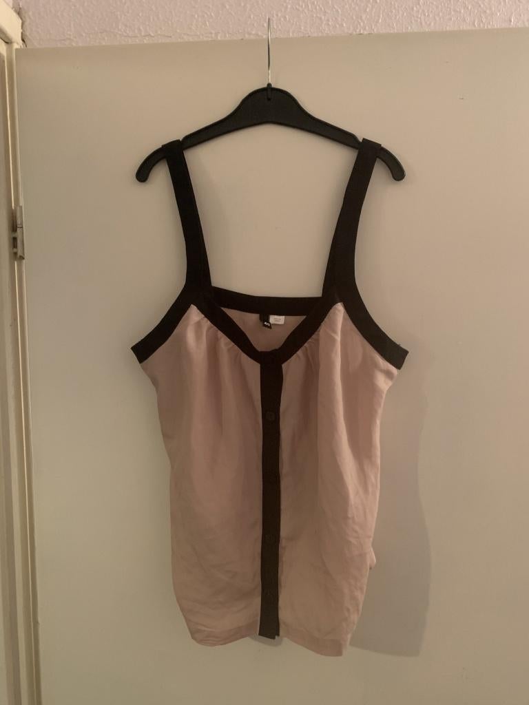 Beige/zwarte topje van de H&M. Maat L, Kleding | Dames, H&M, Beige, Maat 42/44 (L), Ophalen of Verzenden