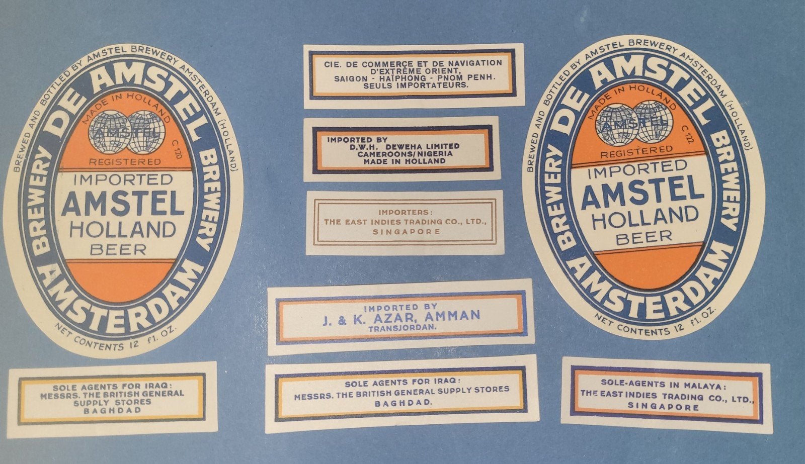 AMSTEL BIER OUDE ETIKETTEN EN IMPORTEURLABELS ZELDZAAM, Verzamelen, Ophalen of Verzenden, Nieuw, Amstel