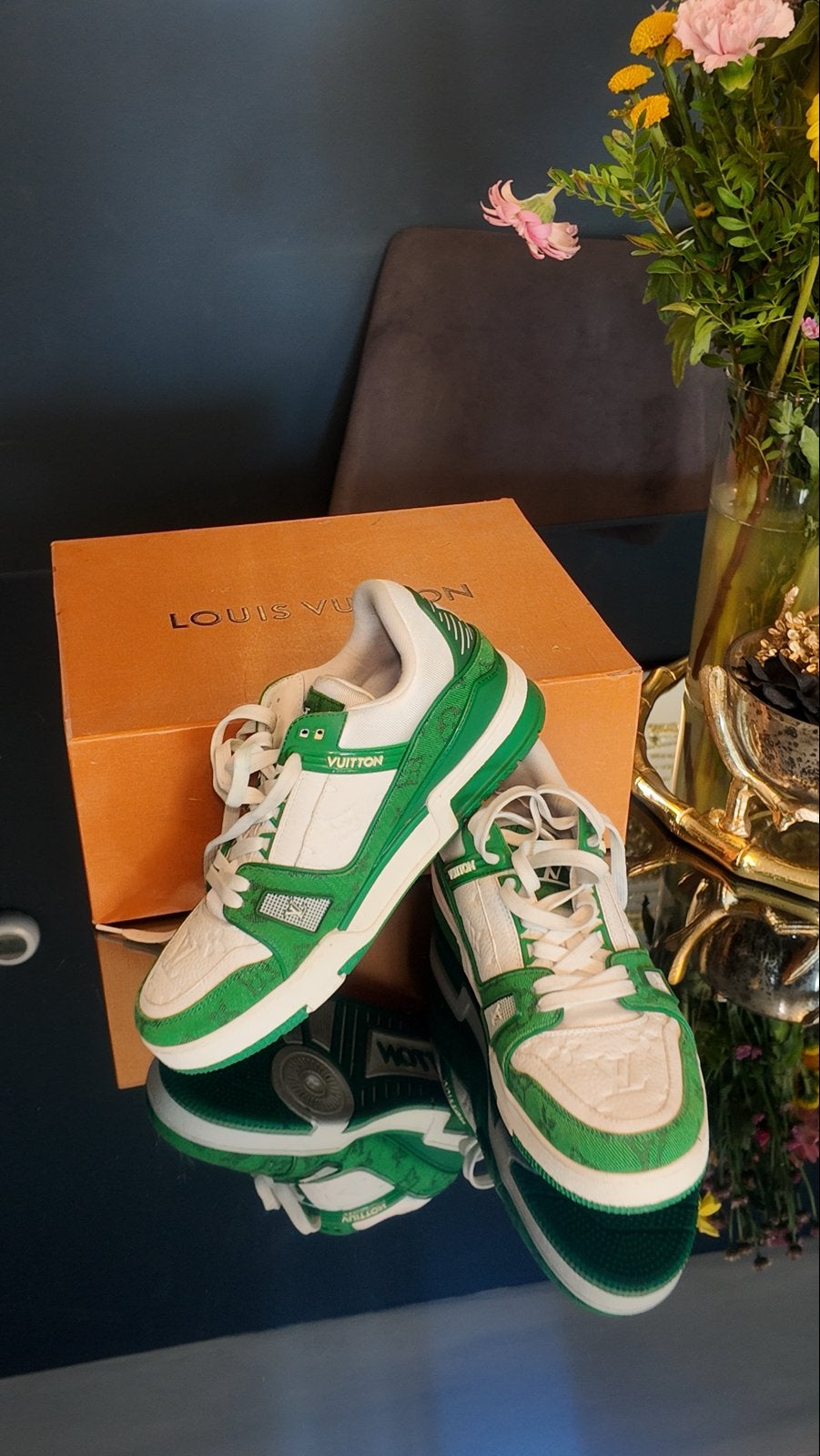 Louis Vuitton Sneakers Groen/Wit - Maat 42 ORIGINAL, Ophalen, Overige kleuren, Sneakers of Gympen, Zo goed als nieuw
