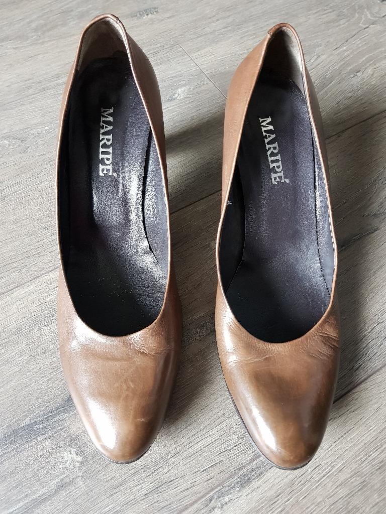 Leren schoenen / pumps -- maat 42 -- merk: Maripé, Pumps, Bruin, Ophalen of Verzenden, Zo goed als nieuw