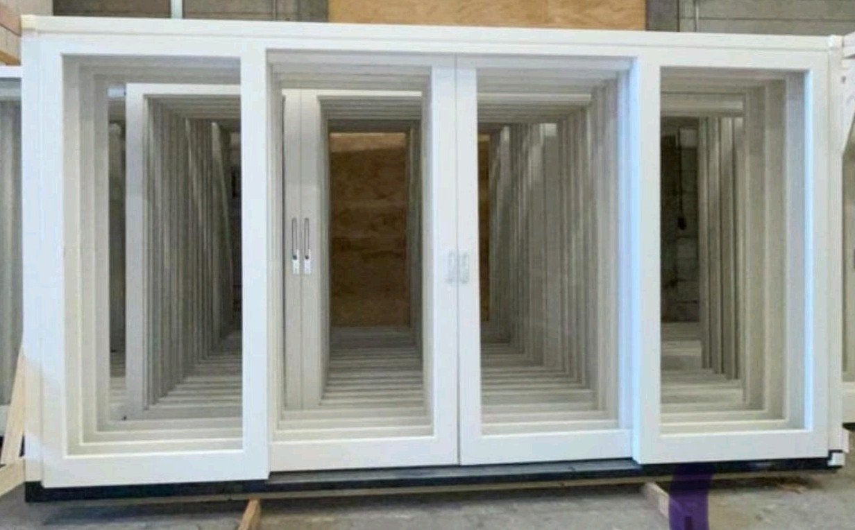 hardhouten schuifpui met een schuifdeur 2 vakken op voorraad, Nieuw, Ophalen of Verzenden, Schuifdeur, 120 cm of meer