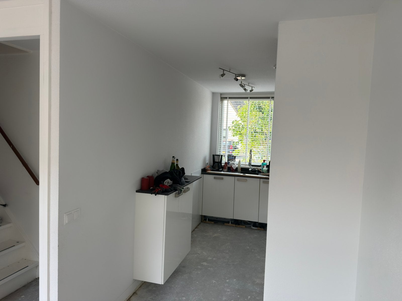 Keuken Stenen blad, Miele apparatuur, Huis en Inrichting, Gebruikt, Wit, Hoekkeuken, Graniet of Steen