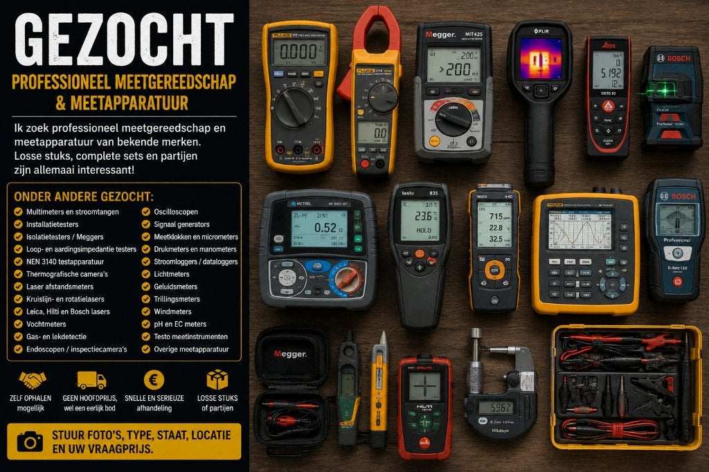 GEZOCHT – Fluke Megger Testo Leica meetapparatuur, Doe-het-zelf en Verbouw, Ophalen of Verzenden