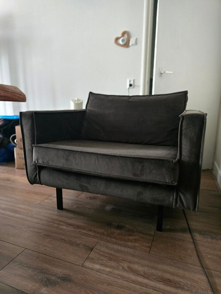 Velvet donkergroene loveseat, Ophalen, Zo goed als nieuw, Overige kleuren, Eén