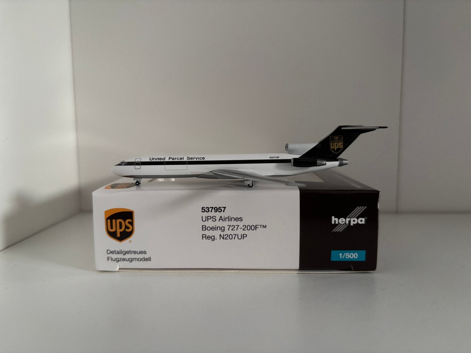 Herpa 537957 UPS Airlines Boeing 727-200F 1:500, Ophalen of Verzenden, Zo goed als nieuw, Schaalmodel