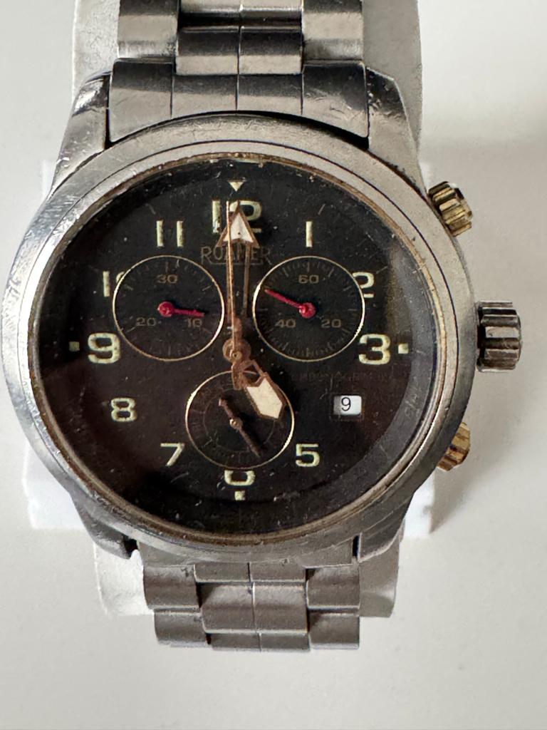 Roamer seltzam Polshorloge Chronograaf Staal Zwart, Overige merken, Gebruikt, Staal, Polshorloge