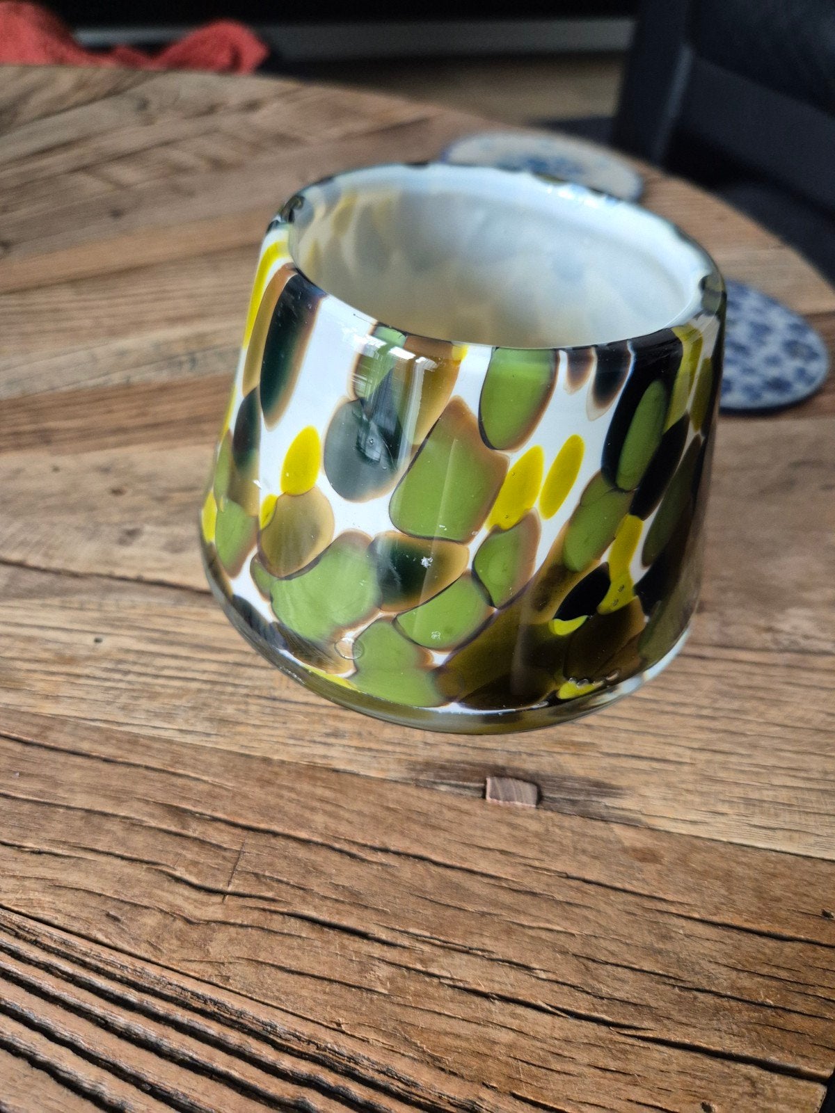 Mooie waxinelichthouder van glas, Ophalen of Verzenden, Glas, Waxinelichthouder