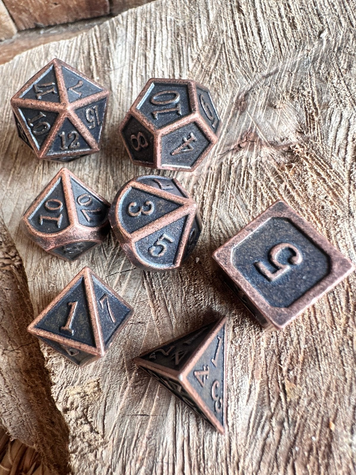 DND Dice / bronse / D&D / RPG / dobbelstenen set / nieuw, Ophalen of Verzenden, Nieuw