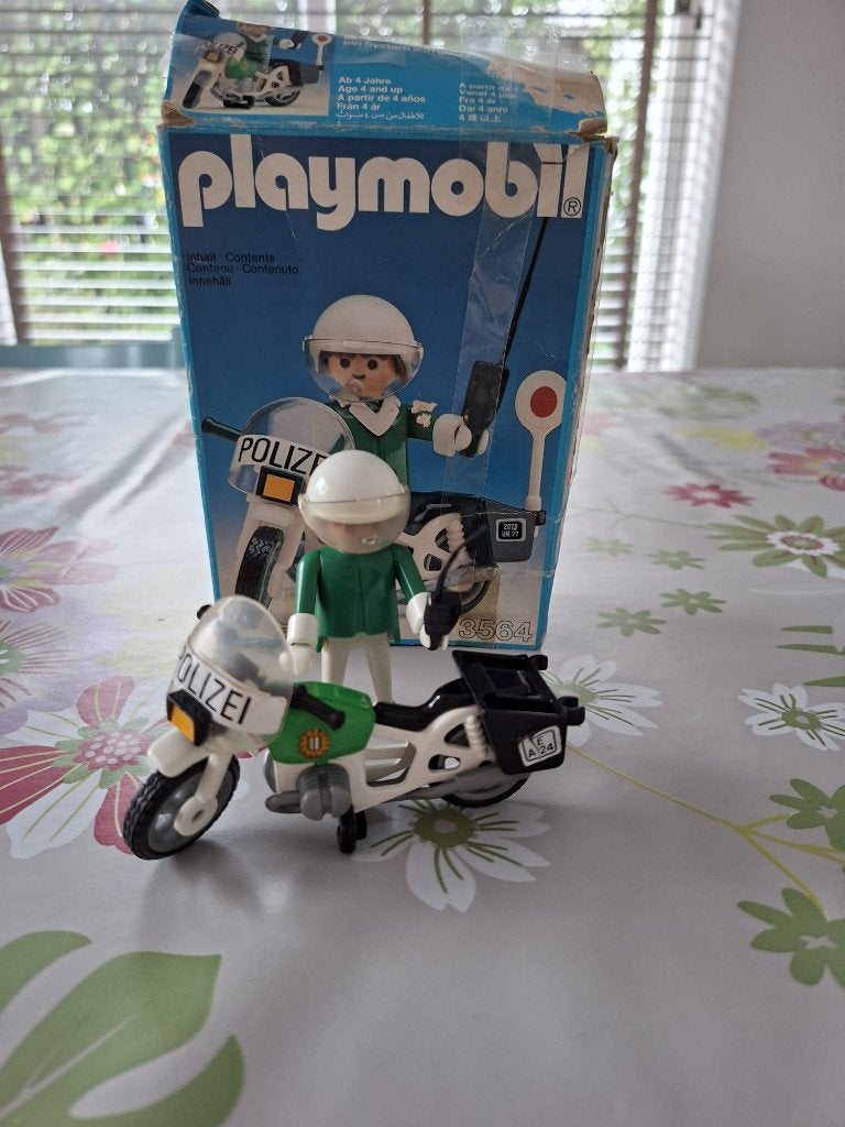 PlayMobil Politieman + motor Vintage CIB -> set 3564 + doos, Ophalen of Verzenden, Zo goed als nieuw, Complete set