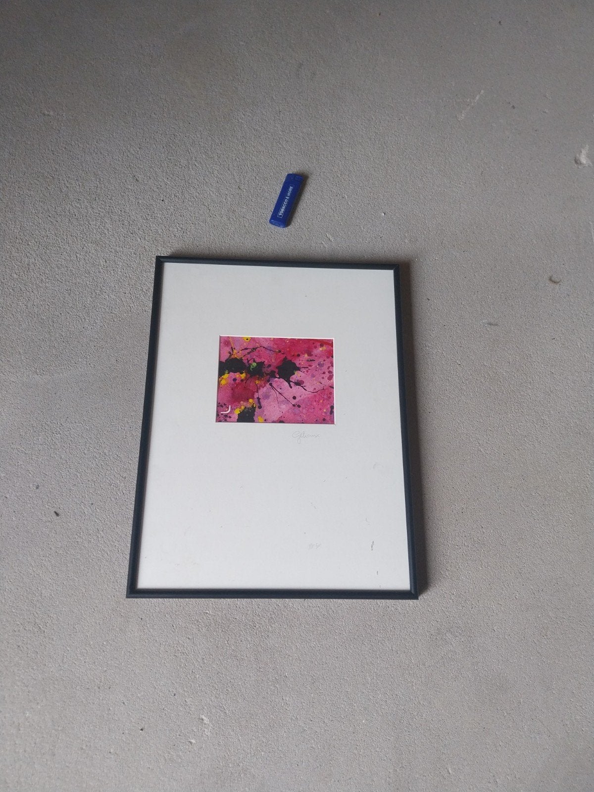 Abstract kunstwerk in lijst - Levendige kleuren olieverf, Antiek en Kunst, Ophalen of Verzenden