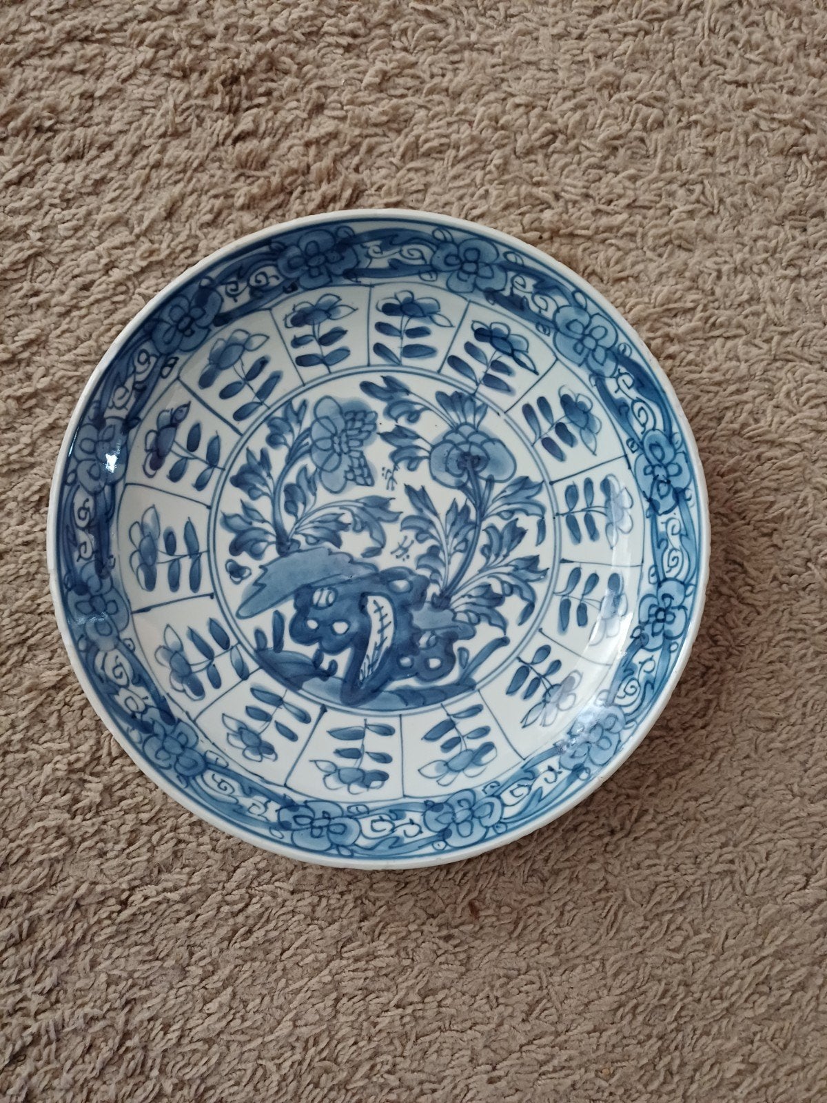 Antiek Chinees Porselein Bord - 18e Eeuw Blauw Wit Decor, Ophalen of Verzenden