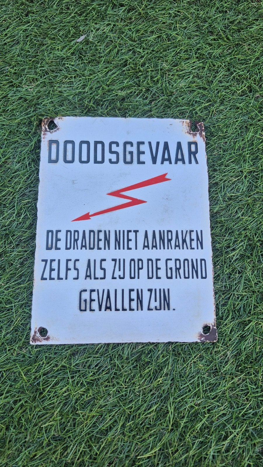 Vintage Doodsgevaar Waarschuwingsbord - Emaille, Antiek en Kunst, Antiek | Emaille, Ophalen of Verzenden