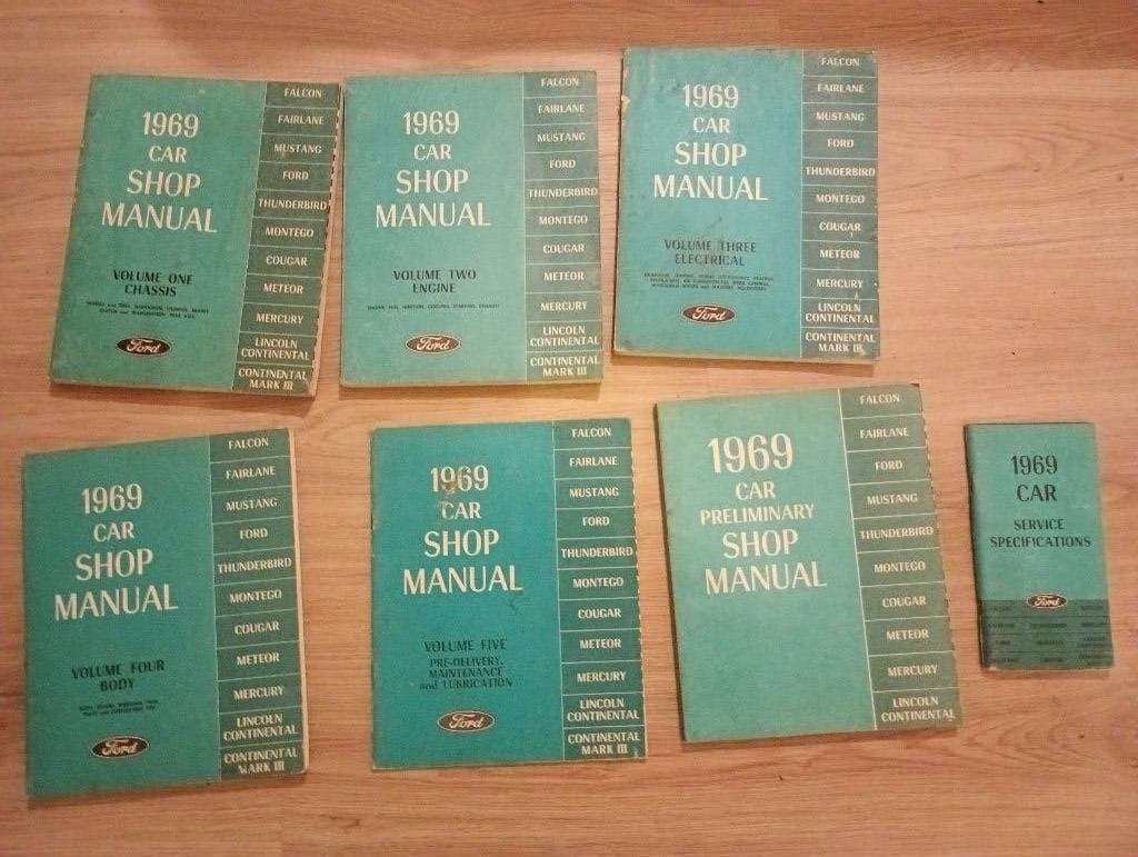 ORIGINELE (dus GEEN reprint) 7 delige Ford 1969 shop manual, Ophalen of Verzenden