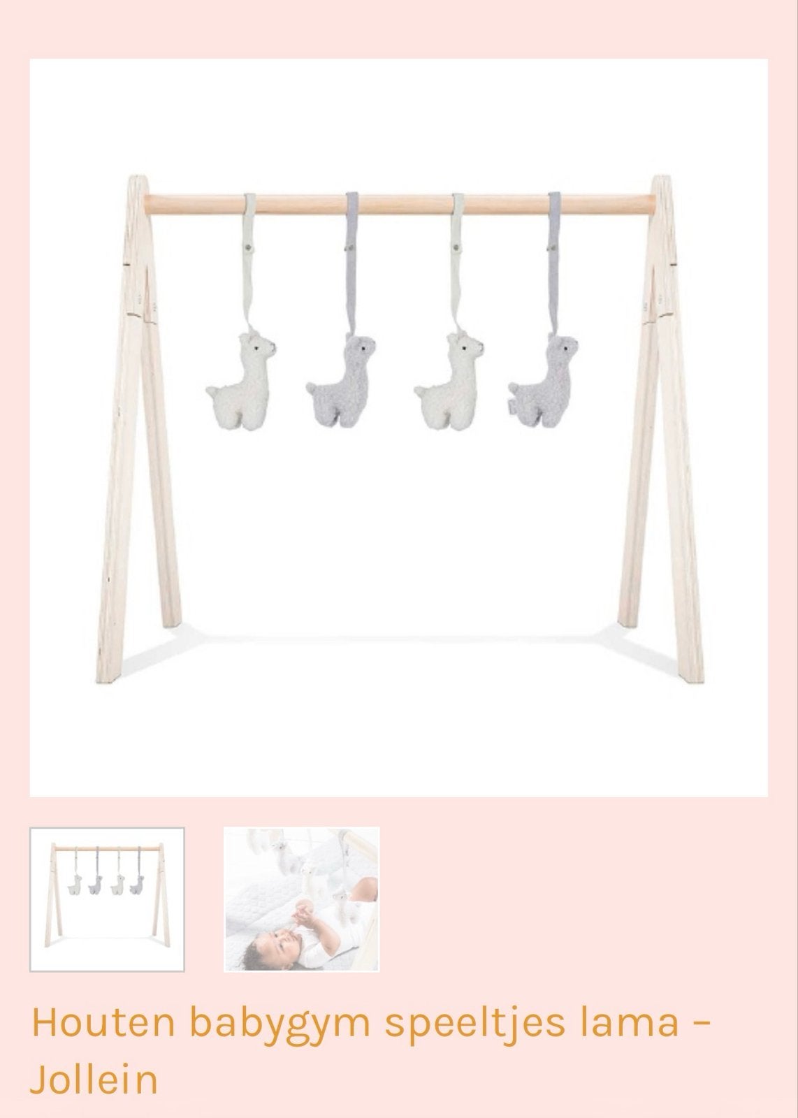 Houten babygym met lama speeltjes - Jollein, Ophalen, Zo goed als nieuw, Babygym
