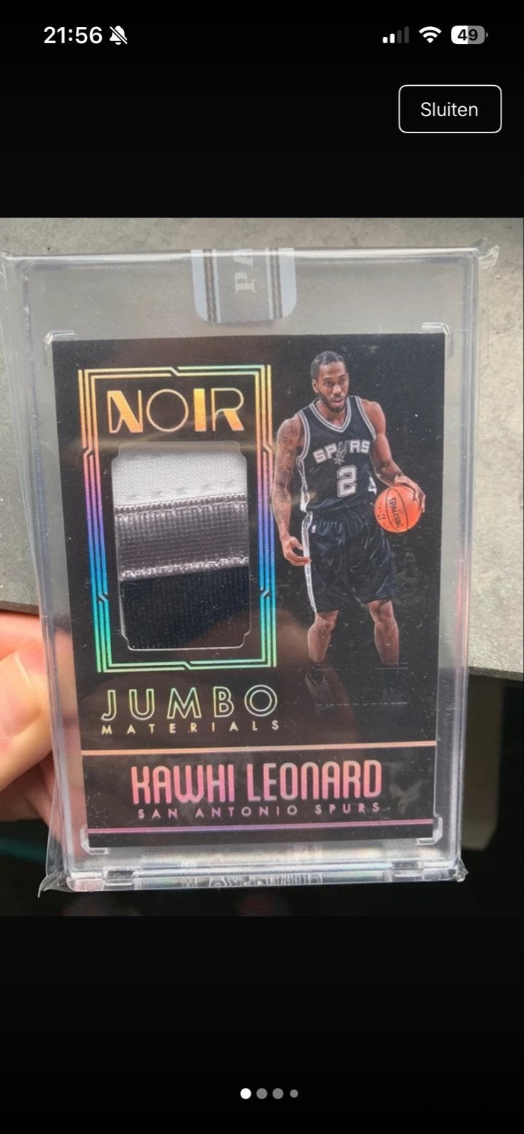 Kawhi Leonard Panini Noir Jumbo Materials Basketbal Kaart, Ophalen of Verzenden, Zo goed als nieuw, Overige sporten, Spelerskaart