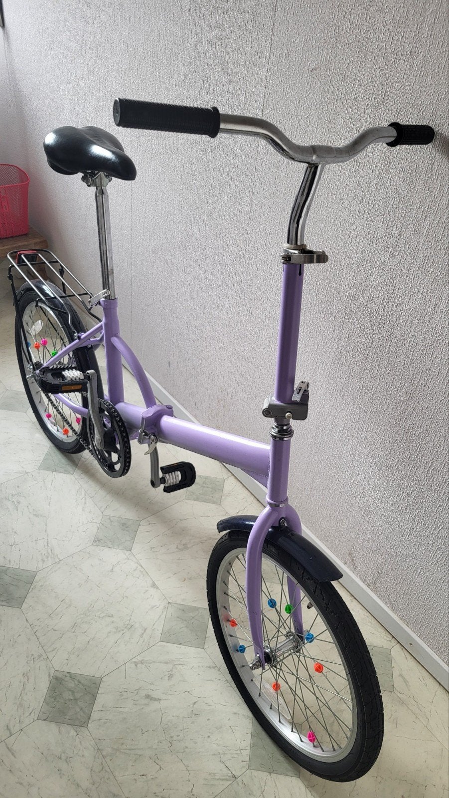 Custom vouwfiets lila, Overige merken, Terugtraprem, Gebruikt, 16 tot 18 inch