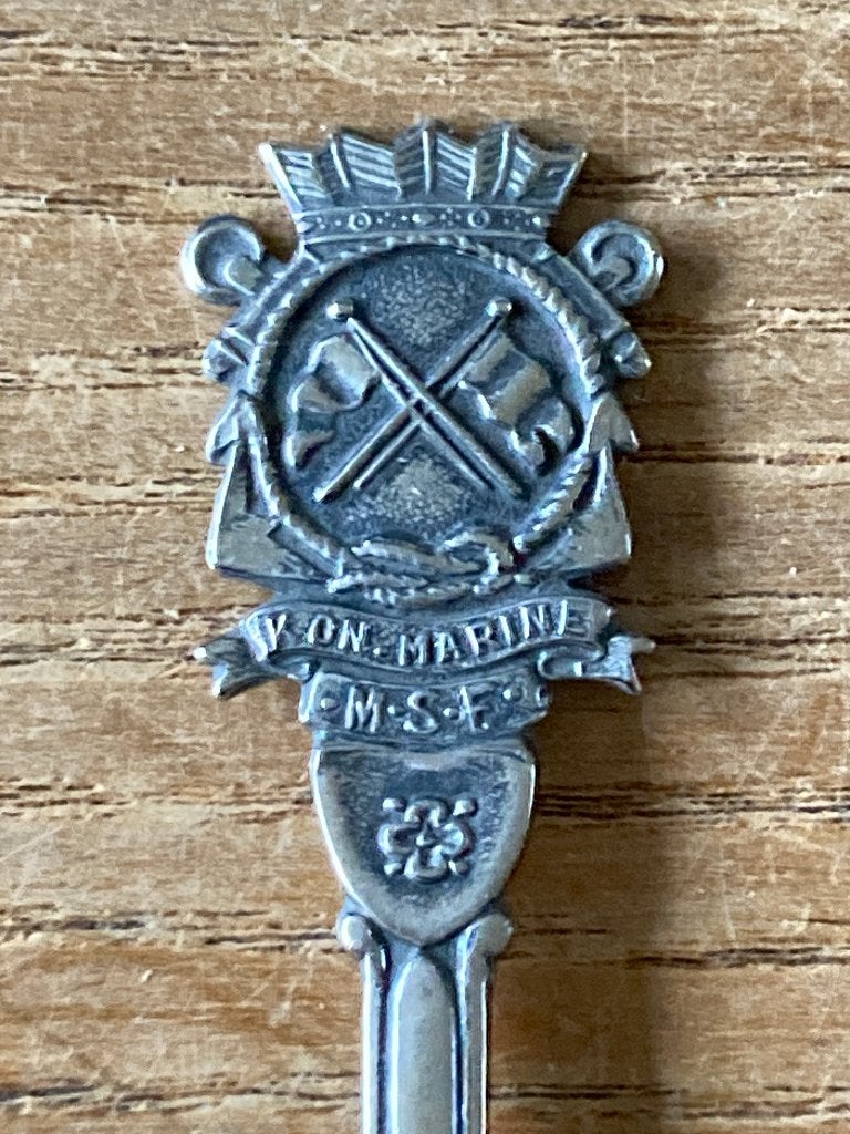 Vintage verzilverde suikerlepel Kon. Marine MSF, Verzamelen, Ophalen of Verzenden, Marine, Nederland, Overige typen